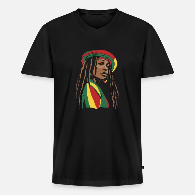 Rasta Haare Dreadlocks Dreads - Männer Premium Bio T-Shirt mit V-Ausschnitt - Schwarz