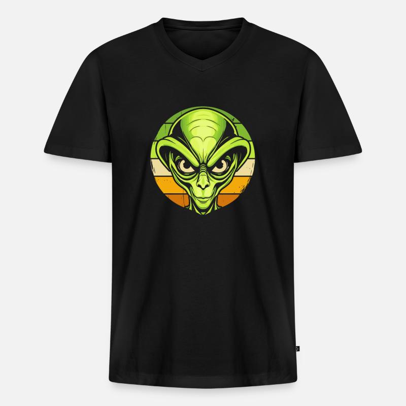 Alien Außerirdischer - Männer Premium Bio T-Shirt mit V-Ausschnitt - Schwarz