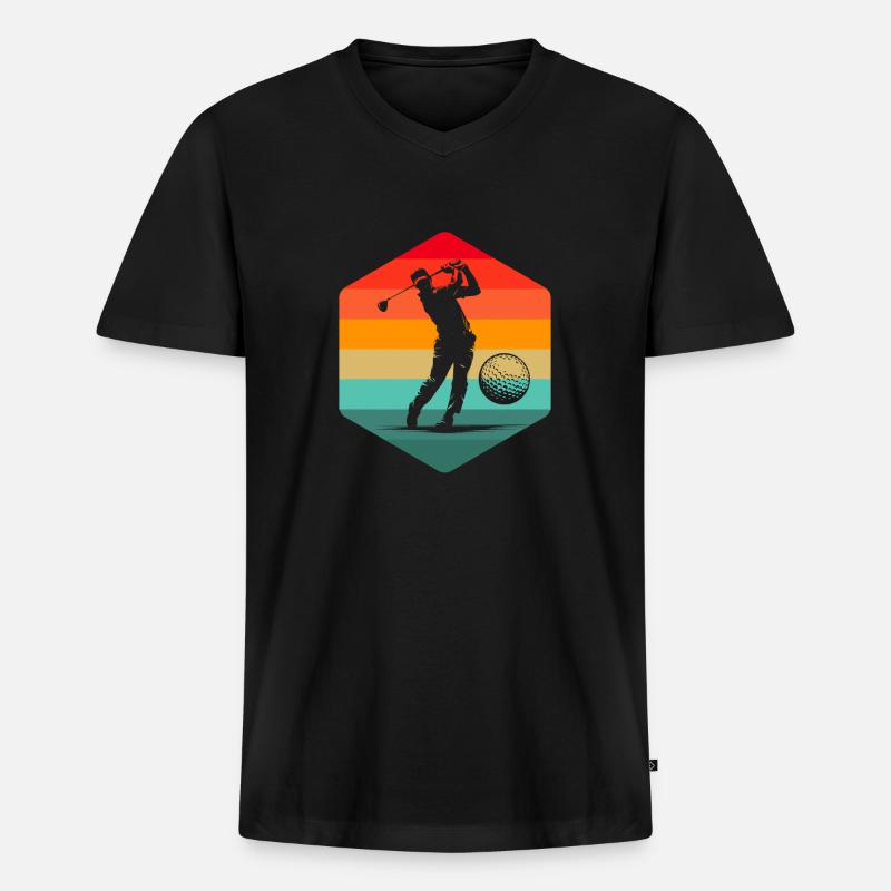 Golf Golfer Golfen - Männer Premium Bio T-Shirt mit V-Ausschnitt - Schwarz
