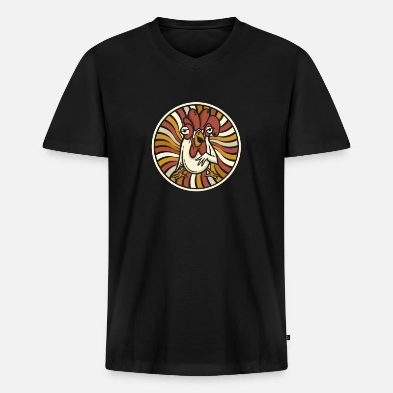 Huhn Henne - Männer Premium Bio T-Shirt mit V-Ausschnitt - Schwarz