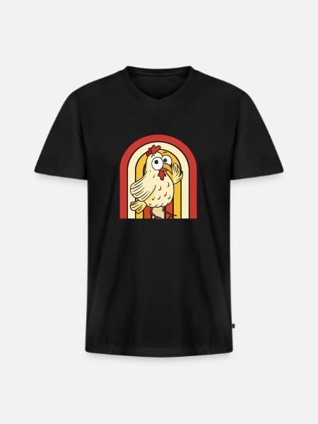 Chicken Hen - Men's Premium Organic T-shirt with V-neck - black