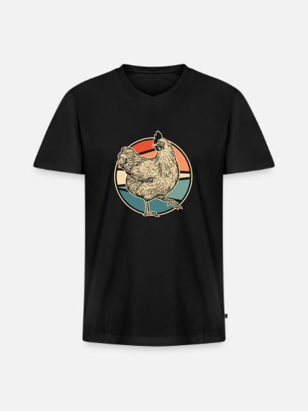 Poule de poulet - T-shirt encolure en V Premium bio Homme - noir