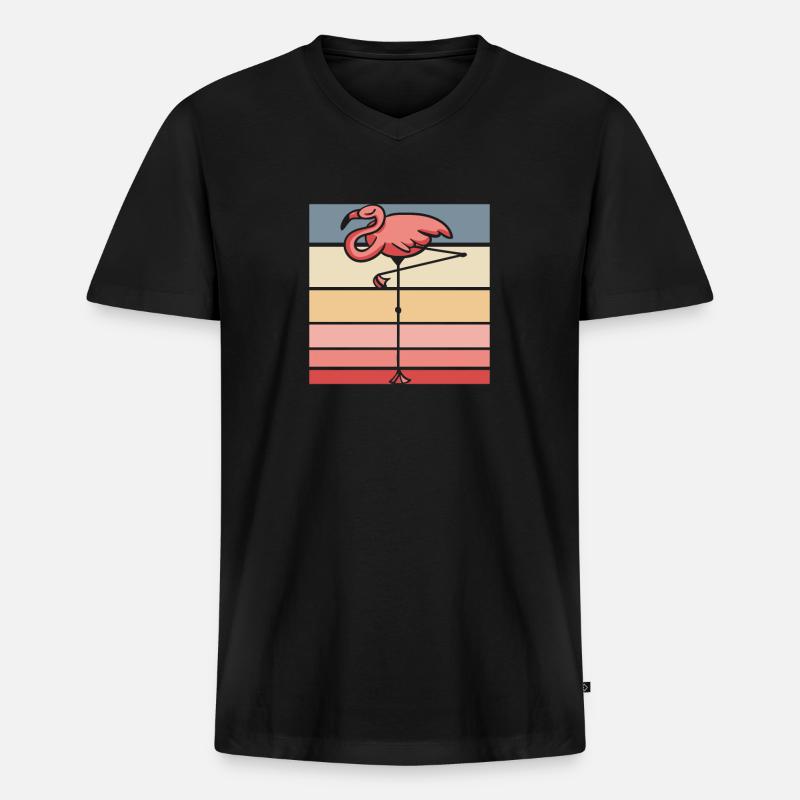 Flamingo - Männer Premium Bio T-Shirt mit V-Ausschnitt - Schwarz