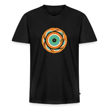 Schallplatte Vinyl Plattensammler - Männer Premium Bio T-Shirt mit V-Ausschnitt - Schwarz - Vorne - Nico (187cm)