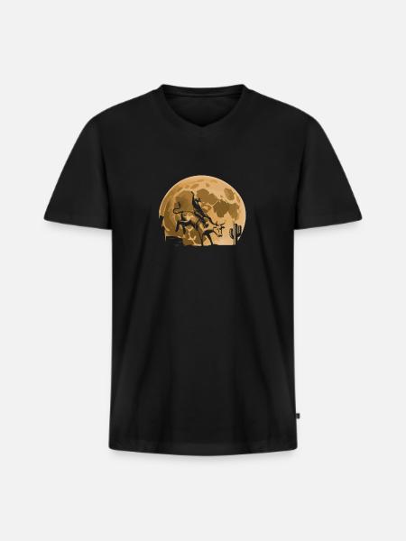 Rodeo Bull Riding Moon - Men's Premium Organic T-shirt with V-neck - black