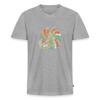 Chicken Hen - Men's Premium Organic T-shirt with V-neck - heather grey - Front