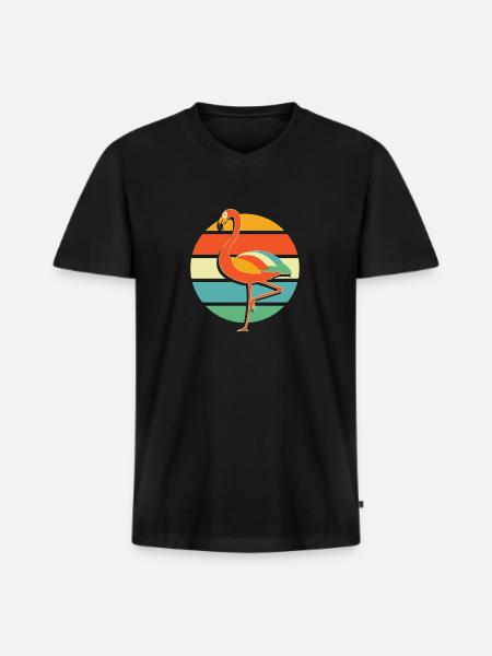 Flamingo - Men's Premium Organic T-shirt with V-neck - black