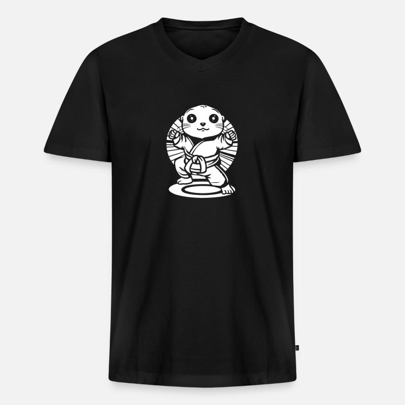 Karate - Männer Premium Bio T-Shirt mit V-Ausschnitt - Schwarz
