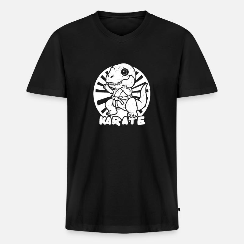 Karate - Männer Premium Bio T-Shirt mit V-Ausschnitt - Schwarz