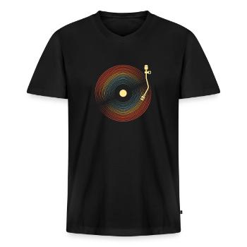 Vinyl Record Collector - Men's Premium Organic T-shirt with V-neck - black - Front - Nico (187cm)