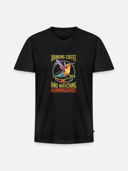 Hummingbird Coffee Bird - Men's Premium Organic T-shirt with V-neck - black