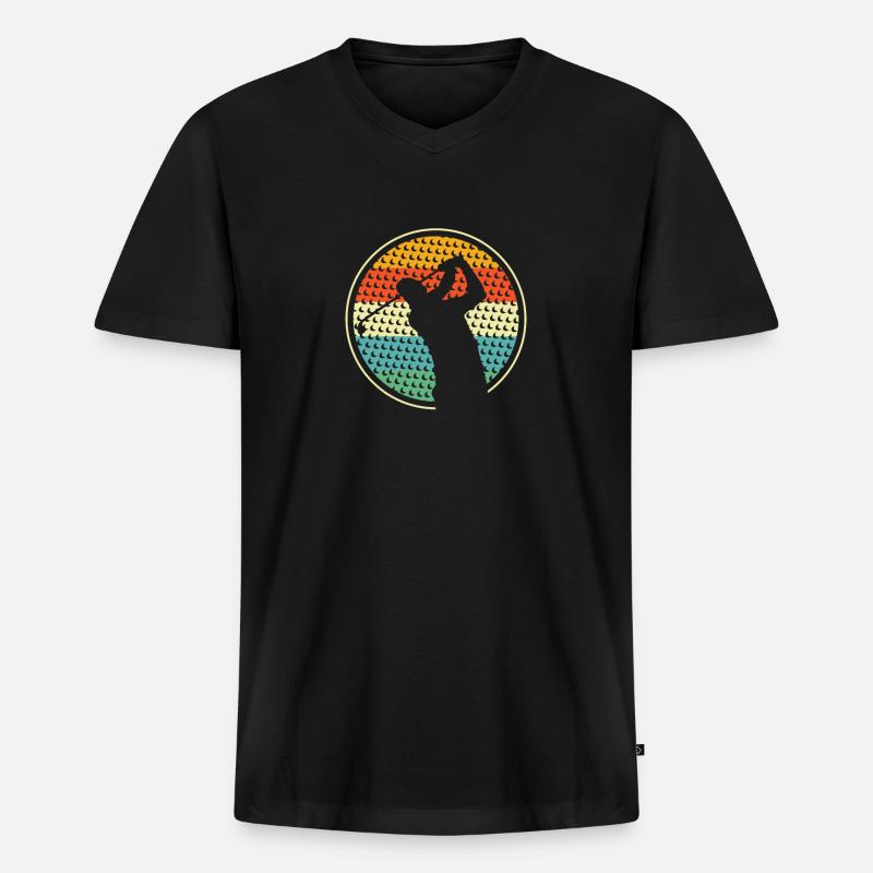 Golf Golfer Golfen - Männer Premium Bio T-Shirt mit V-Ausschnitt - Schwarz