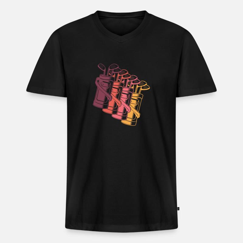Golf Golfer Golfen - Männer Premium Bio T-Shirt mit V-Ausschnitt - Schwarz