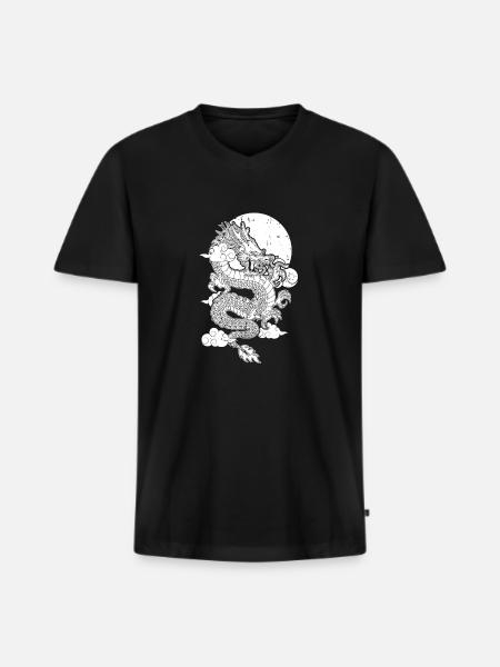 Jahr Des Drachen 2024 - Männer Premium Bio T-Shirt mit V-Ausschnitt - Schwarz