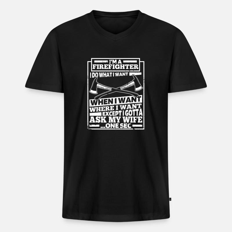 Feuerwehrmann - Männer Premium Bio T-Shirt mit V-Ausschnitt - Schwarz