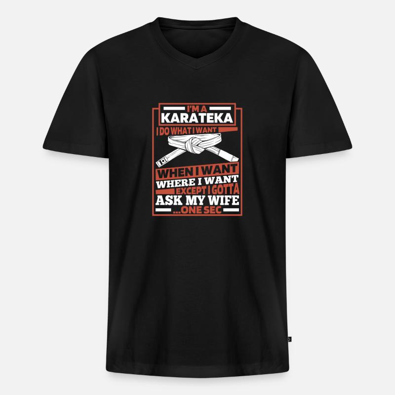 Karate - Männer Premium Bio T-Shirt mit V-Ausschnitt - Schwarz