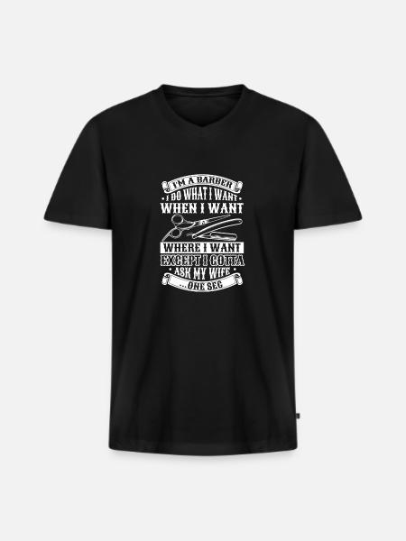 Barber Barbershop - Men's Premium Organic T-shirt with V-neck - black