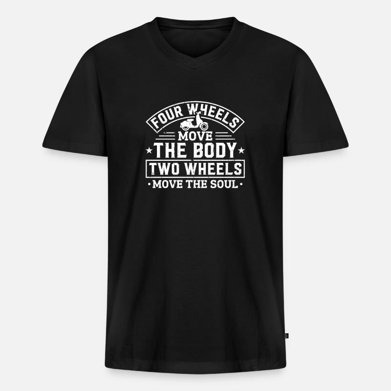 Motorroller - Männer Premium Bio T-Shirt mit V-Ausschnitt - Schwarz