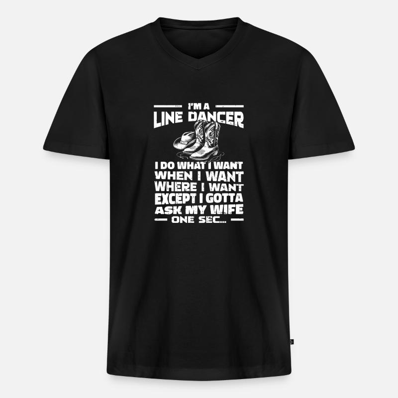 Line Dance Witzig - Männer Premium Bio T-Shirt mit V-Ausschnitt - Schwarz