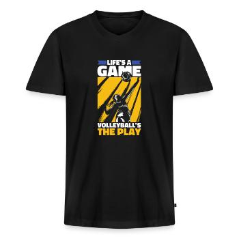 Volleyball Volleyballer - Männer Premium Bio T-Shirt mit V-Ausschnitt - Schwarz - Vorne - Nico (187cm)