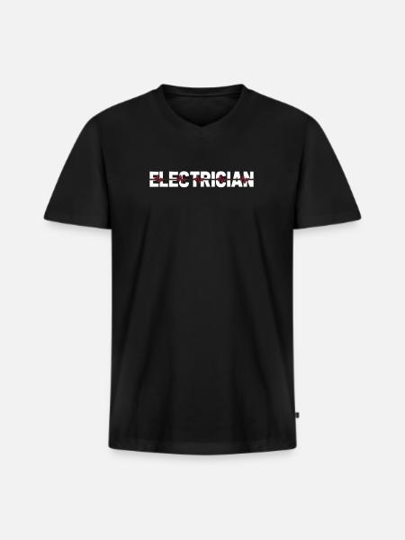 Electrician Electronics Technician Ekg Heartbeat - Men's Premium Organic T-shirt with V-neck - black