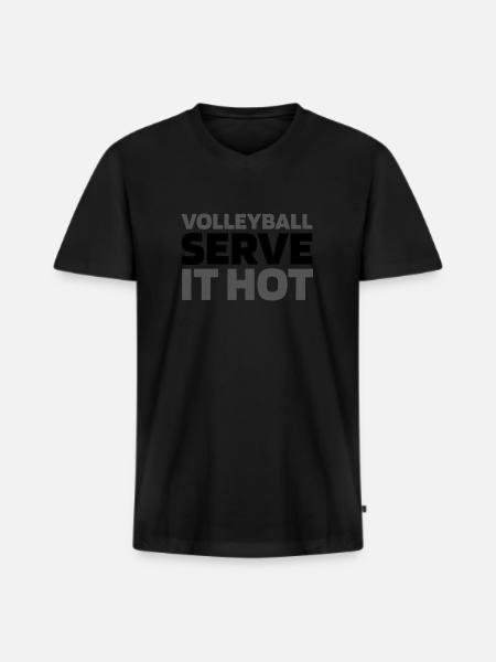 Volleyball Volleyballer - Männer Premium Bio T-Shirt mit V-Ausschnitt - Schwarz
