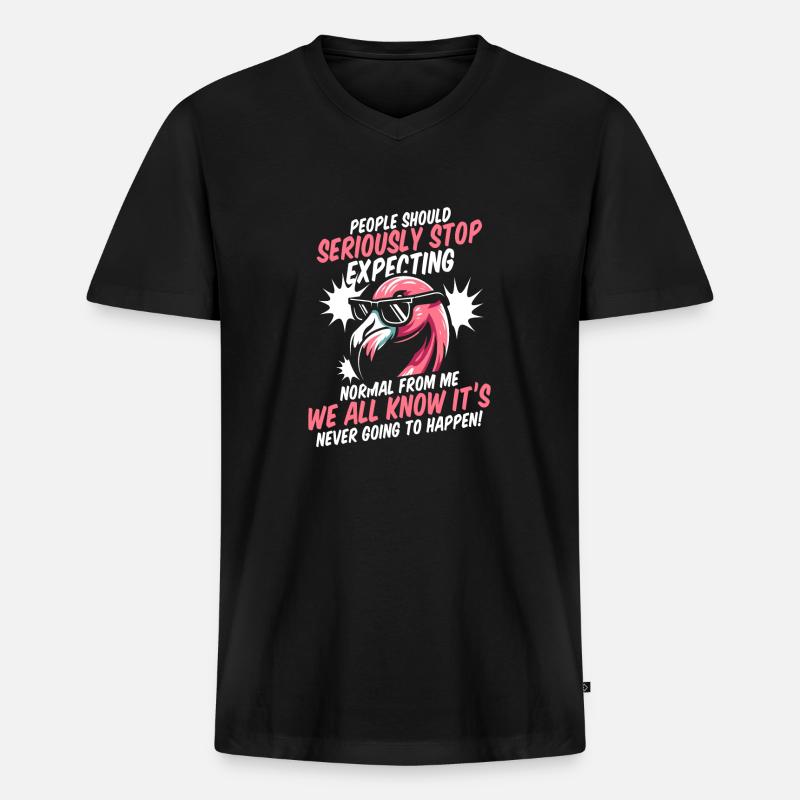 Flamingo - Männer Premium Bio T-Shirt mit V-Ausschnitt - Schwarz