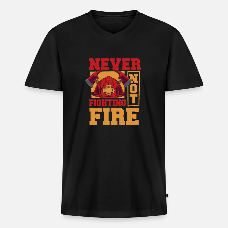 Feuerwehrmann - Männer Premium Bio T-Shirt mit V-Ausschnitt - Schwarz