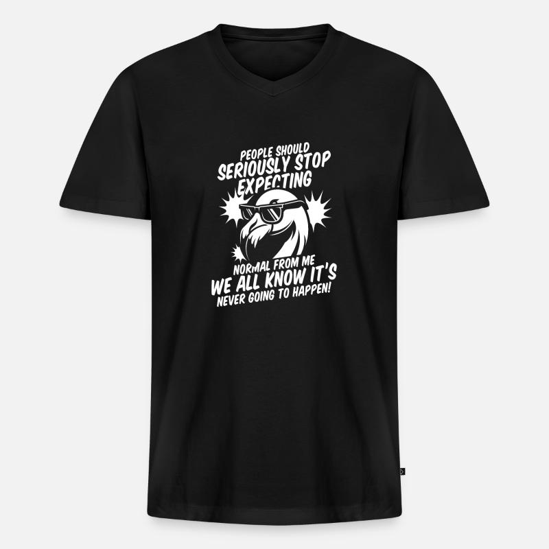 Flamingo - Männer Premium Bio T-Shirt mit V-Ausschnitt - Schwarz
