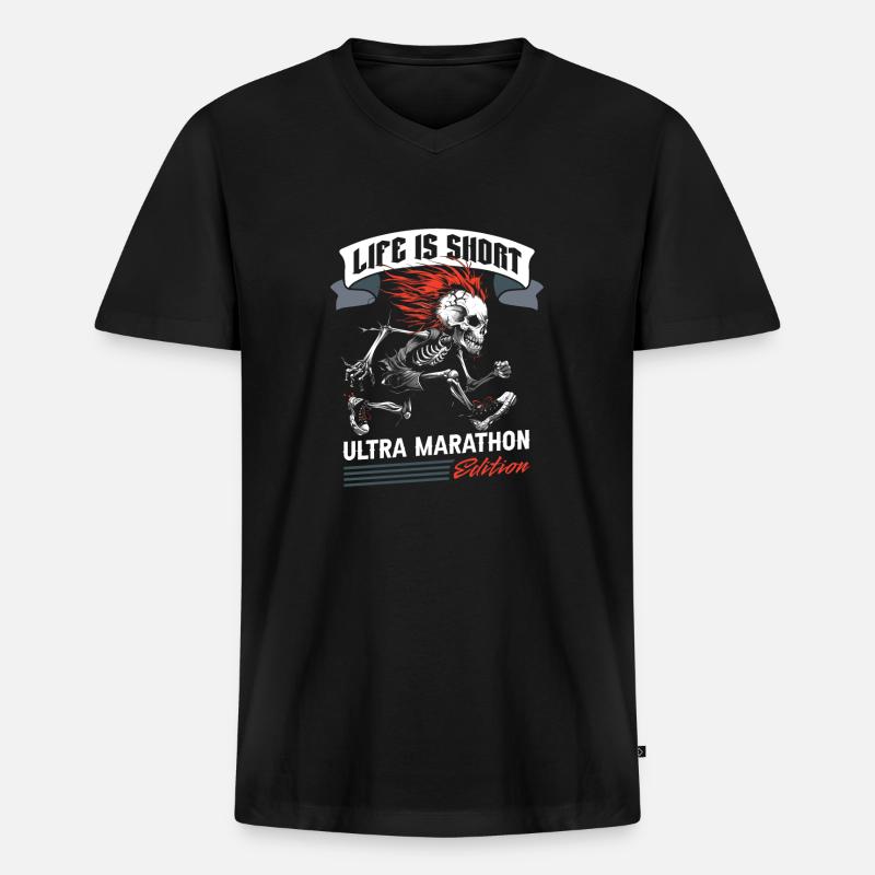 Ultramarathon - Männer Premium Bio T-Shirt mit V-Ausschnitt - Schwarz