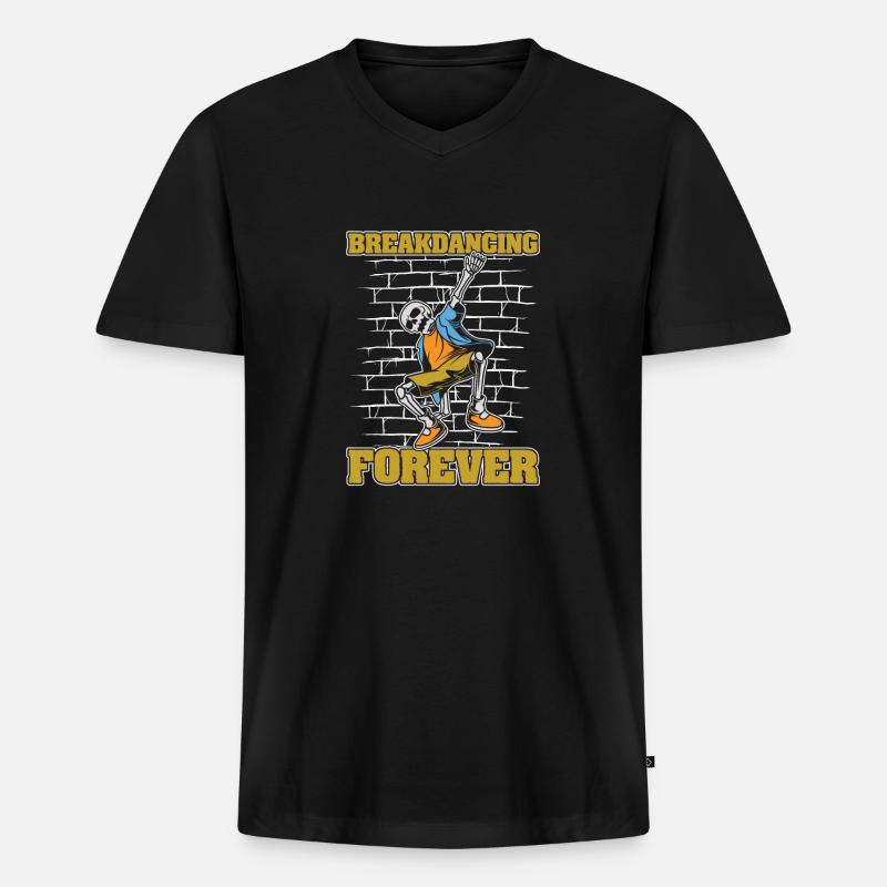 Breakdance Breakdancer Breakdancing Skeleton - Men's Premium Organic T-shirt with V-neck - black