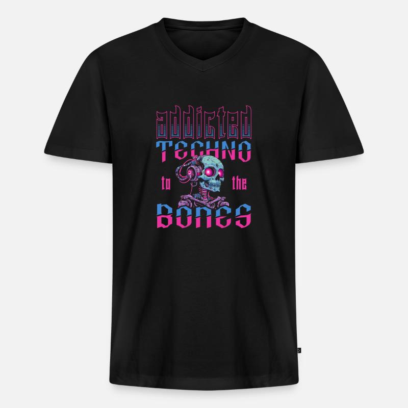 Techno Raver - Männer Premium Bio T-Shirt mit V-Ausschnitt - Schwarz