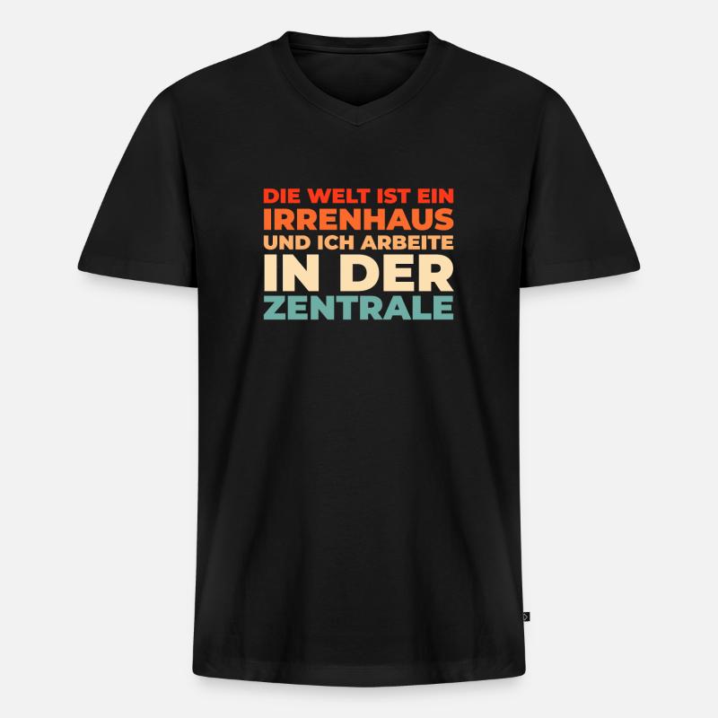 Schwarzer Humor - Männer Premium Bio T-Shirt mit V-Ausschnitt - Schwarz