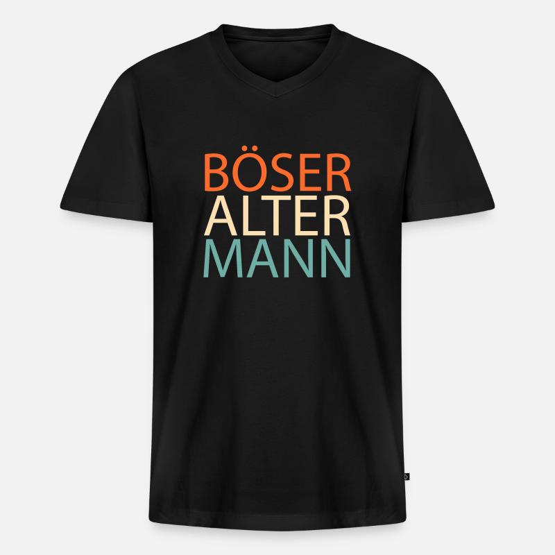 Schwarzer Humor Bser Alter Mann - Männer Premium Bio T-Shirt mit V-Ausschnitt - Schwarz