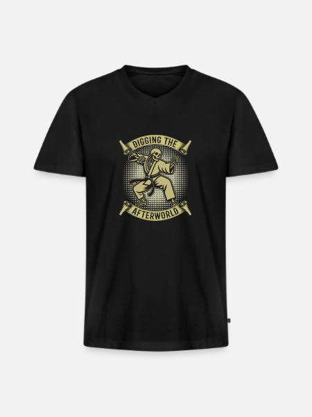 Karate Skeleton - Men's Premium Organic T-shirt with V-neck - black