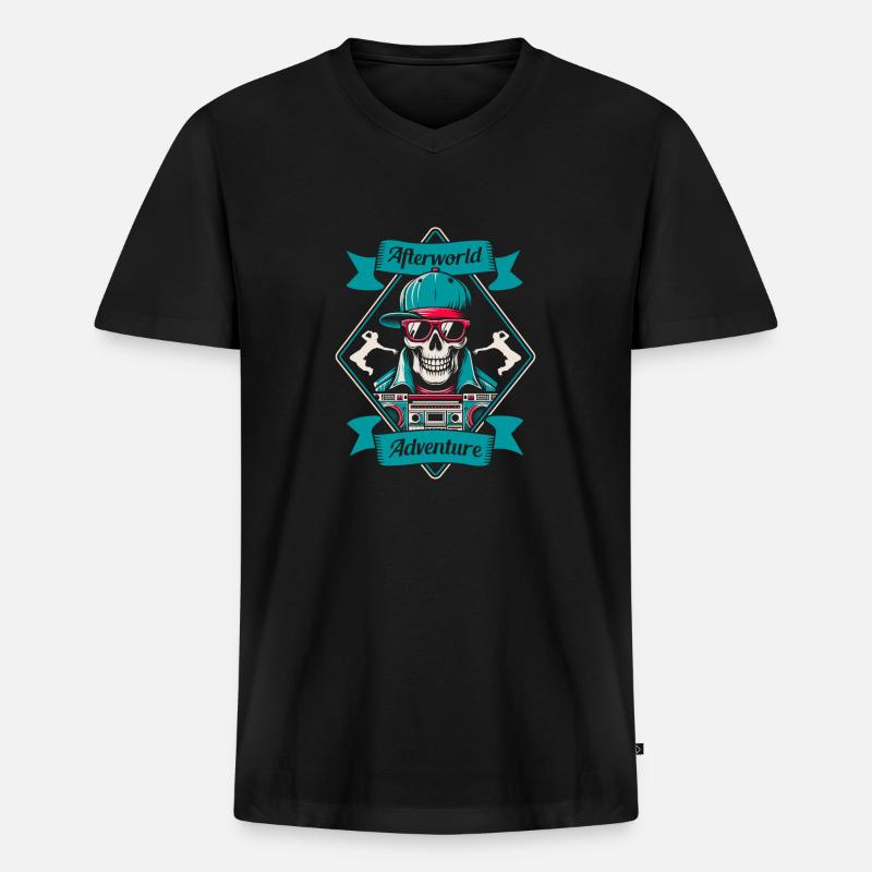 Breakdance Breakdancer Breakdancing Schädel - Männer Premium Bio T-Shirt mit V-Ausschnitt - Schwarz