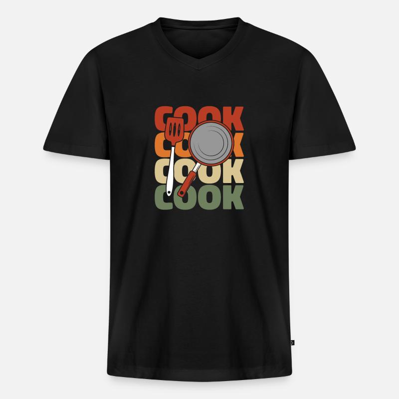 Koch Kochen - Männer Premium Bio T-Shirt mit V-Ausschnitt - Schwarz