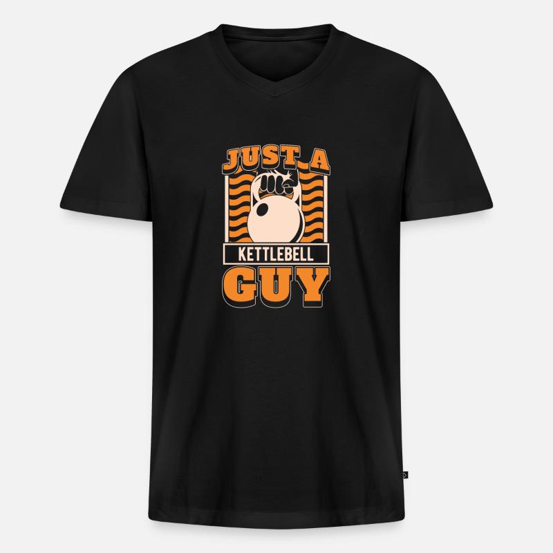 Kettlebell Just A Kettlebell Guy - Männer Premium Bio T-Shirt mit V-Ausschnitt - Schwarz