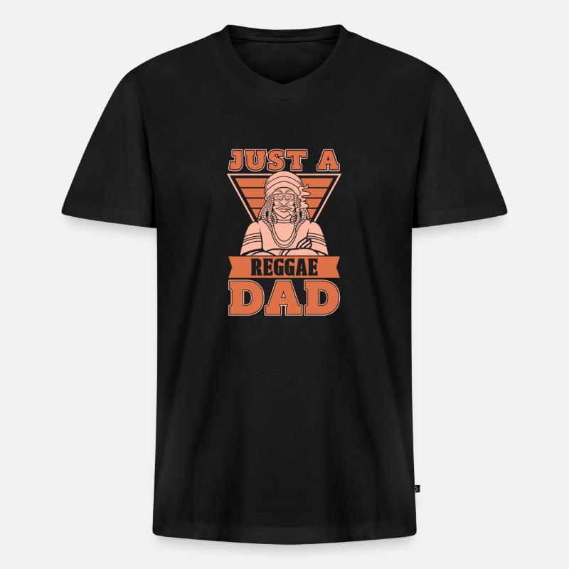 Reggae Just A Reggae Dad - Männer Premium Bio T-Shirt mit V-Ausschnitt - Schwarz