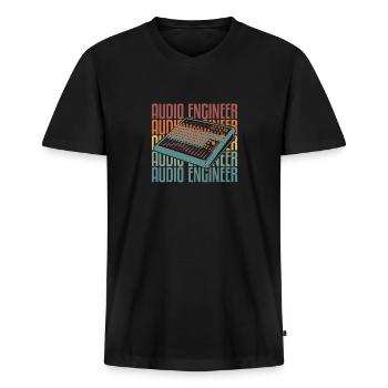 Ingénieur du son Ingénieur du son - T-shirt encolure en V Premium bio Homme - noir - Devant - Nico (187cm)