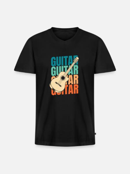 Acoustic Guitar - Men's Premium Organic T-shirt with V-neck - black