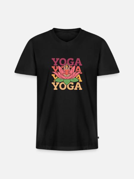 Yoga - Men's Premium Organic T-shirt with V-neck - black