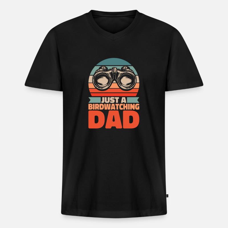 Vogelbeobachter Just A Birdwatching Dad - Männer Premium Bio T-Shirt mit V-Ausschnitt - Schwarz