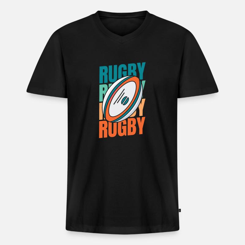 Rugby - Men's Premium Organic T-shirt with V-neck - black