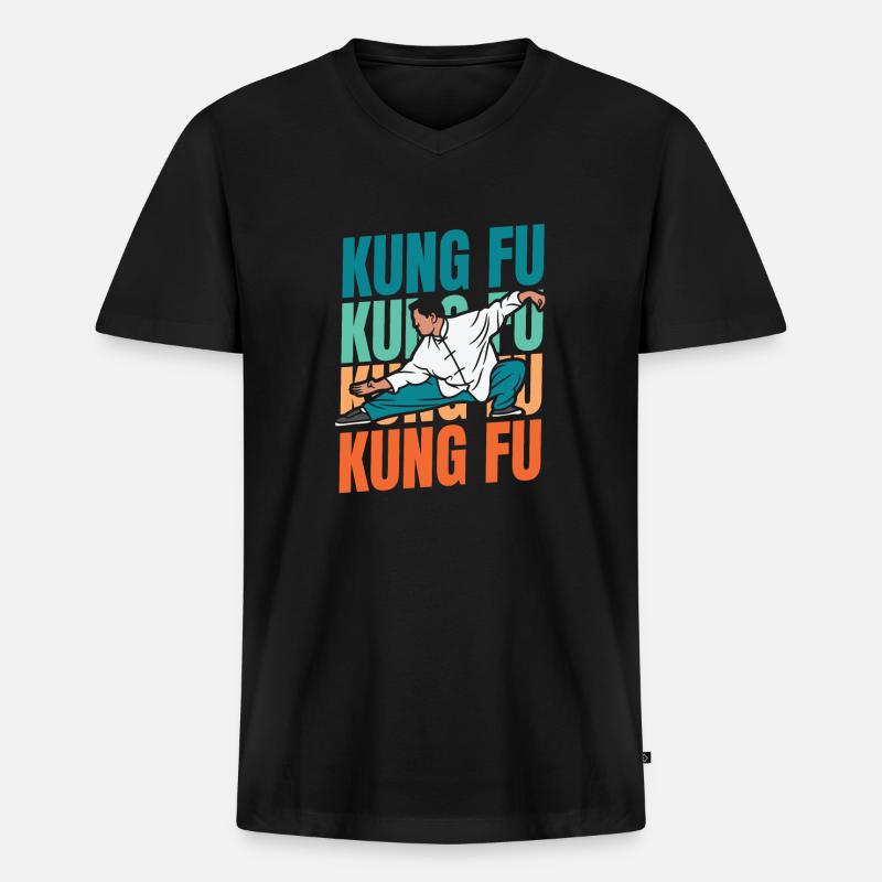 Kung Fu - Männer Premium Bio T-Shirt mit V-Ausschnitt - Schwarz