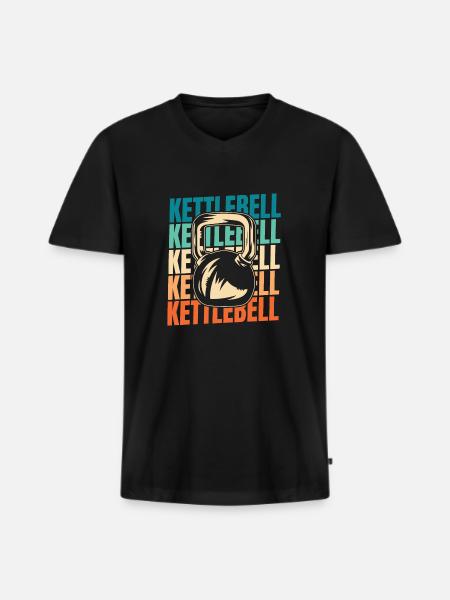 Kettlebell - T-shirt encolure en V Premium bio Homme - noir