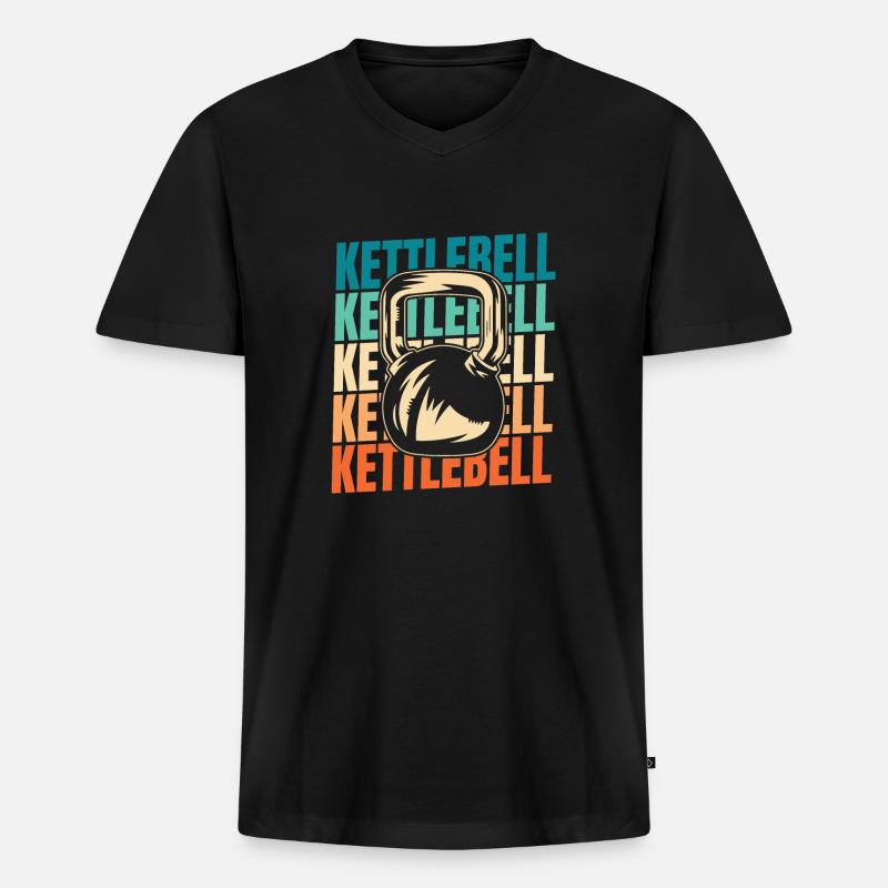 Kettlebell - Männer Premium Bio T-Shirt mit V-Ausschnitt - Schwarz