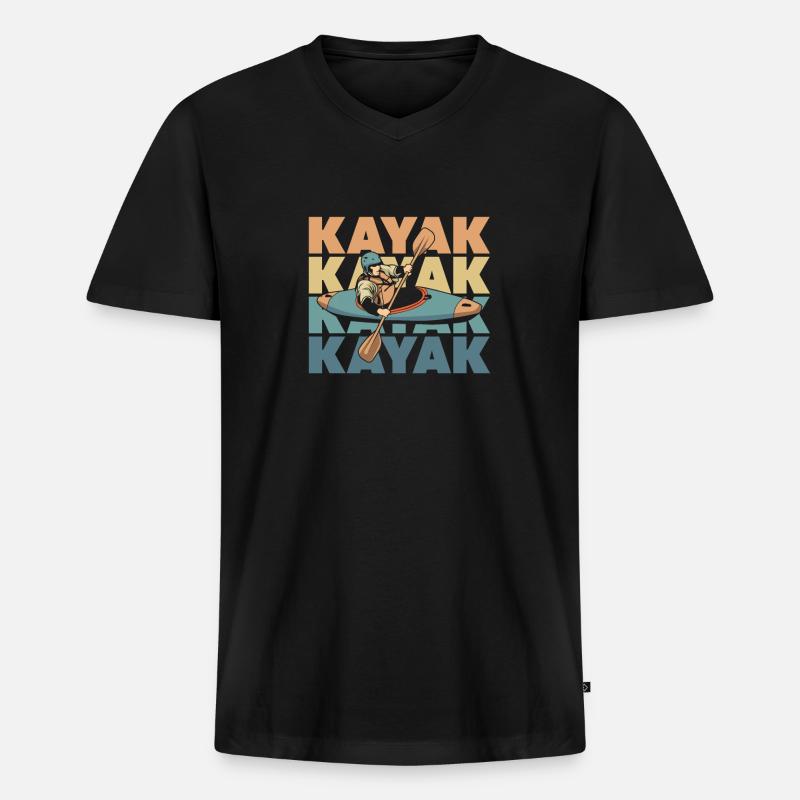 Kajaker - Männer Premium Bio T-Shirt mit V-Ausschnitt - Schwarz