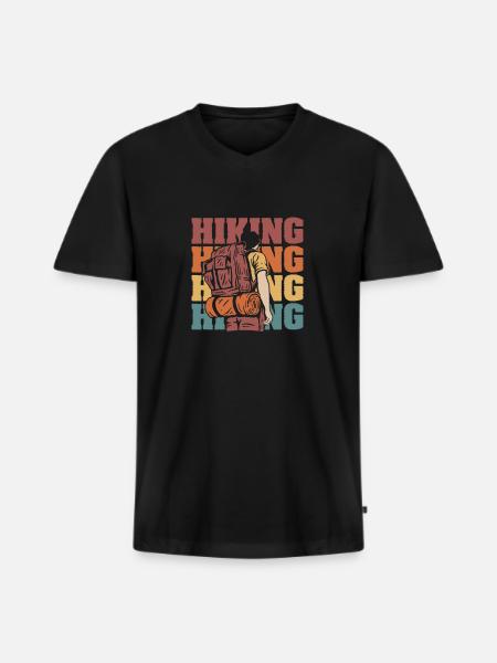 Hiking Hikers - Men's Premium Organic T-shirt with V-neck - black