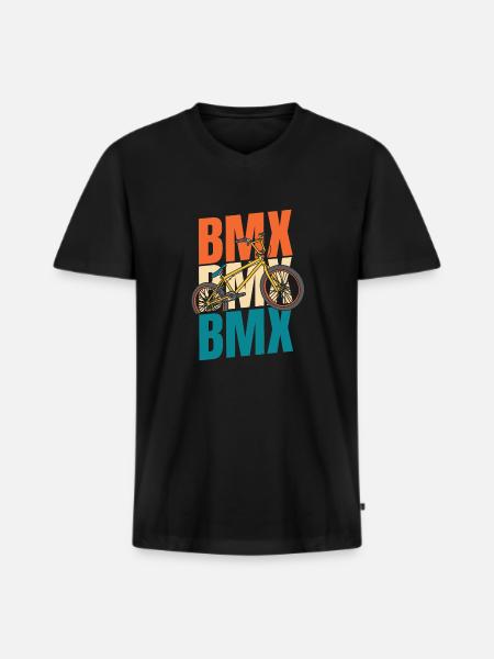 Bmx Bmx Biker - Männer Premium Bio T-Shirt mit V-Ausschnitt - Schwarz